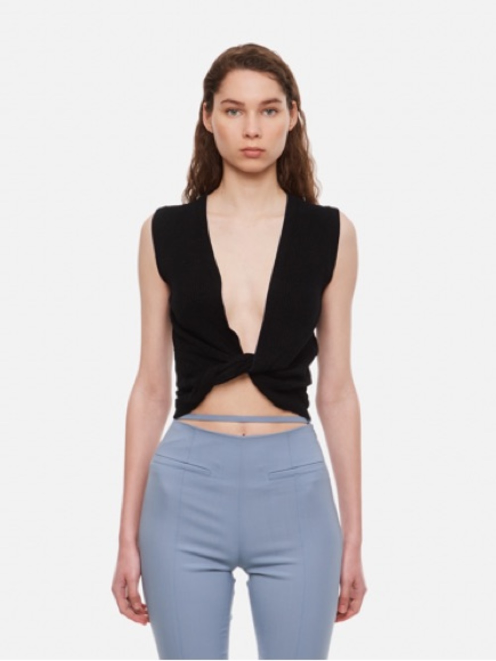 Jacquemus Black Twist-Front Ribbed Tank Top